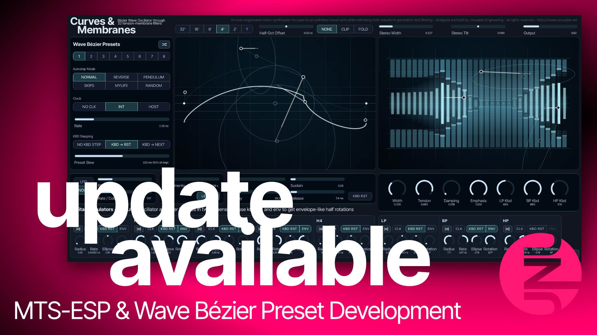 Curves & Membranes update image featuring v1.1.0 headline