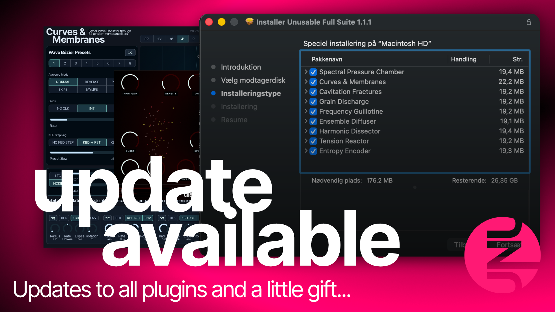Update card showing full suite installer 1.1.1 and new plugin lineup additions