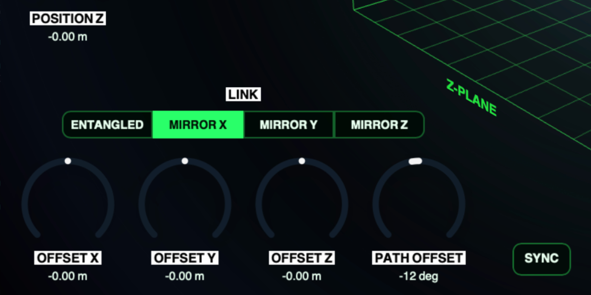 Binaural Modulator Entangled, Mirror X Y Z, Offset X Y Z, and Path Offset controls