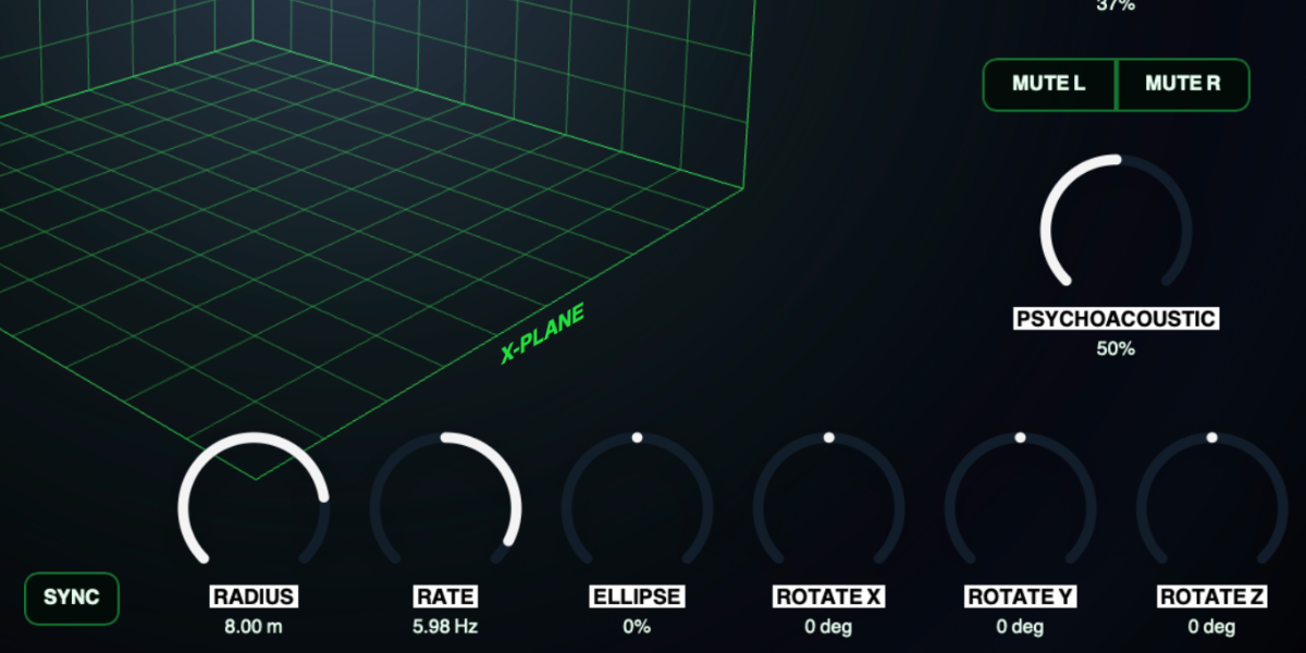Binaural Modulator Sync, Radius, Rate, Ellipse, and three orbit rotation controls