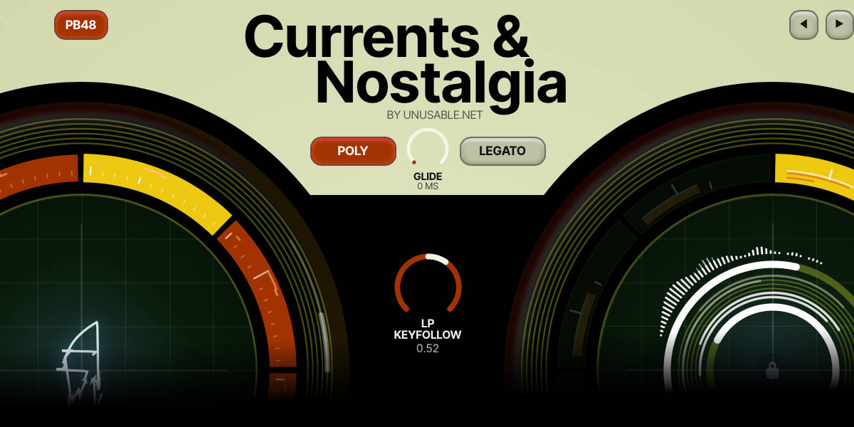 Currents and Nostalgia voice mode, glide and key-follow controls