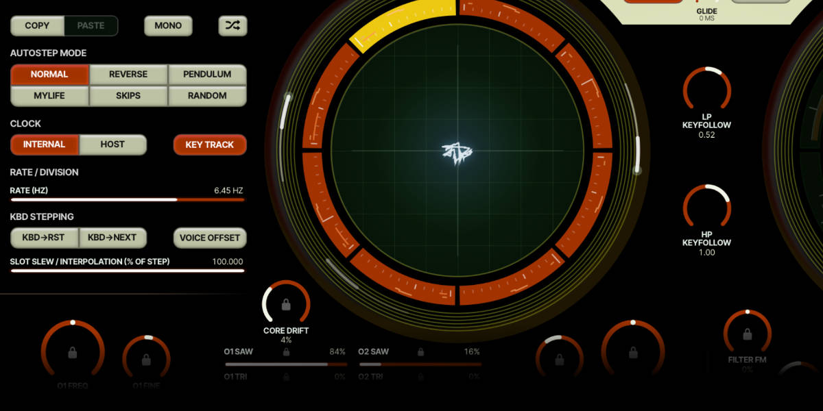 Currents and Nostalgia oscillator slot ring and lock controls