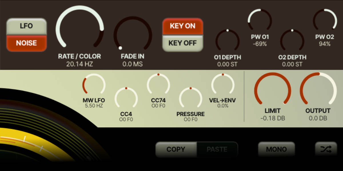Currents and Nostalgia pitch modulation and performance controls