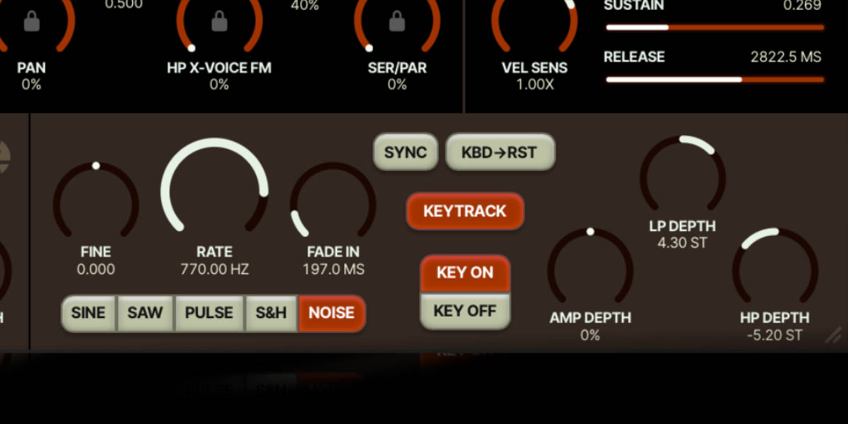 Currents and Nostalgia filter modulation oscillator controls