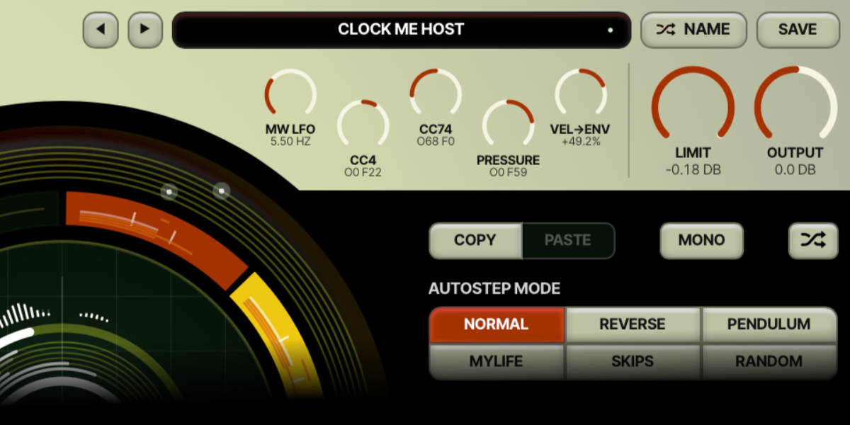 Currents and Nostalgia performance, output and sequencer controls