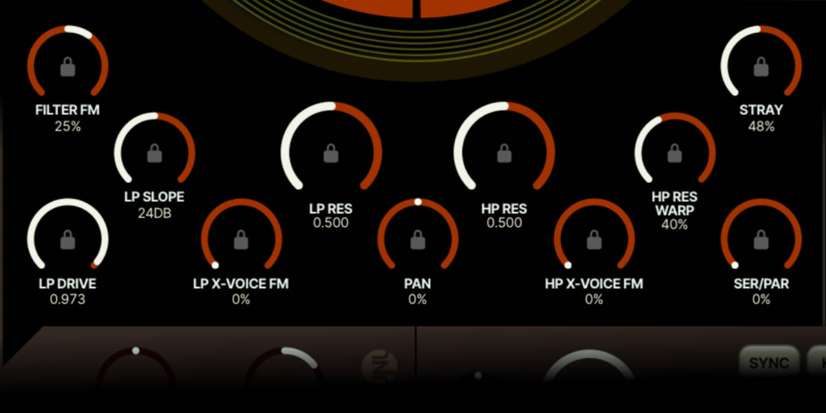 Currents and Nostalgia locked filter parameters