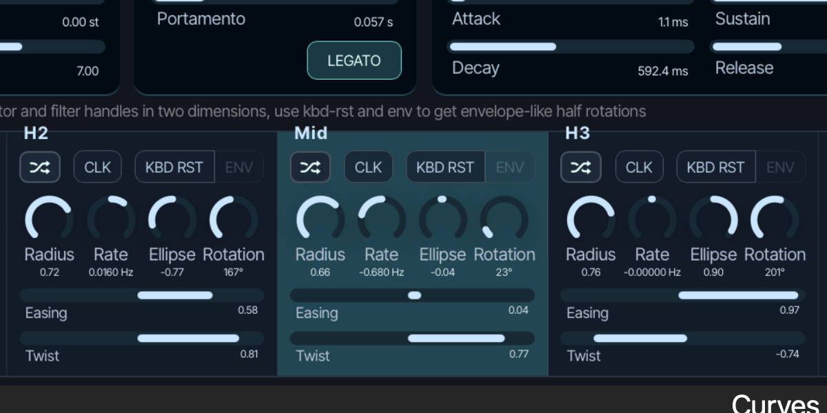 Oscillator and filter orbital modulation controls