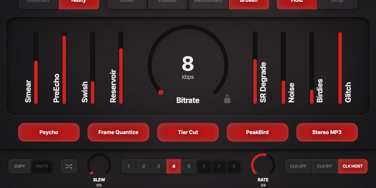 Entropy Encoder slot copy, paste, random, slew, rate, slots, and clock controls