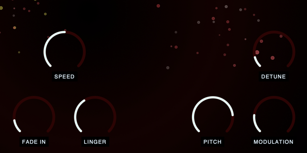 Grain Discharge Tone, Fade In, Linger, Pitch, Detune, and Modulation controls
