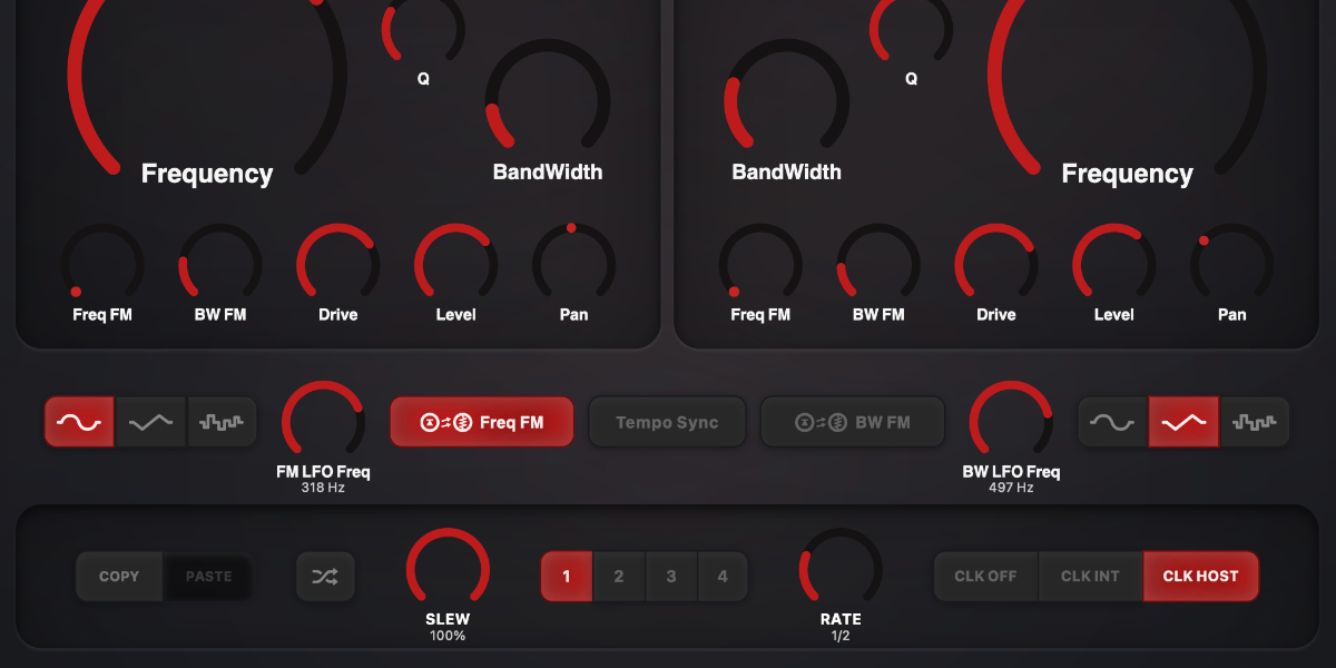 Harmonic Dissector copy, paste, random, and four slot controls