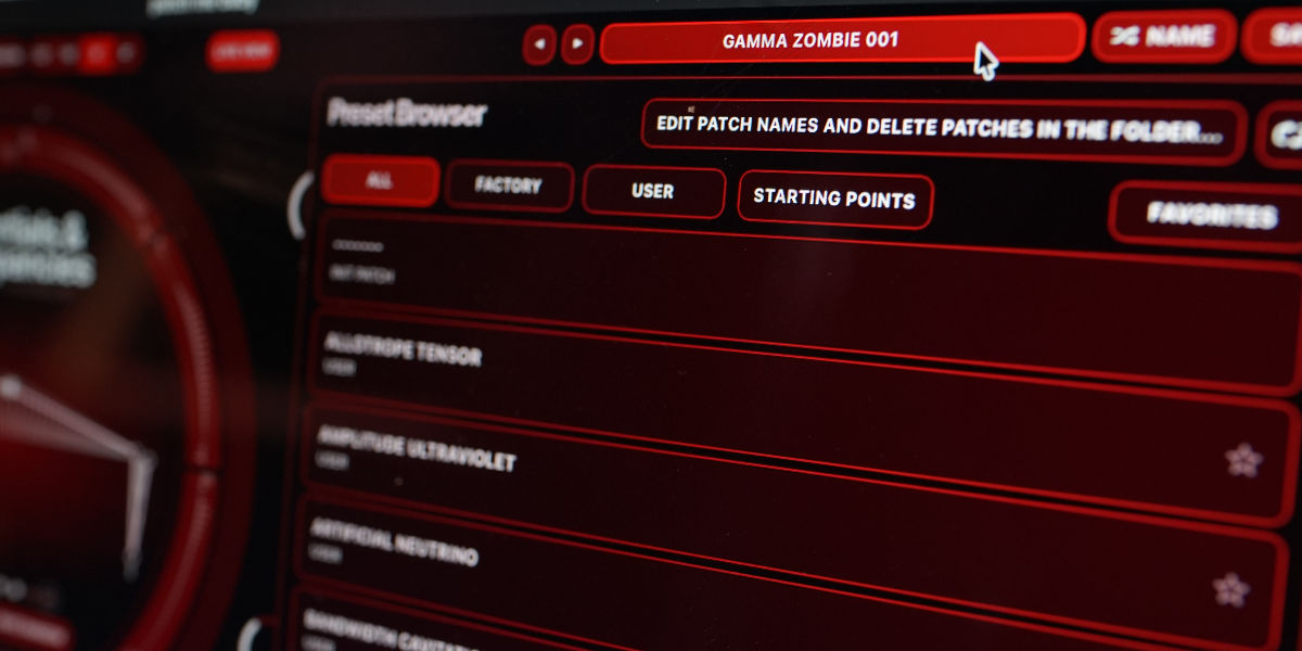 Preset navigation, name, and save controls