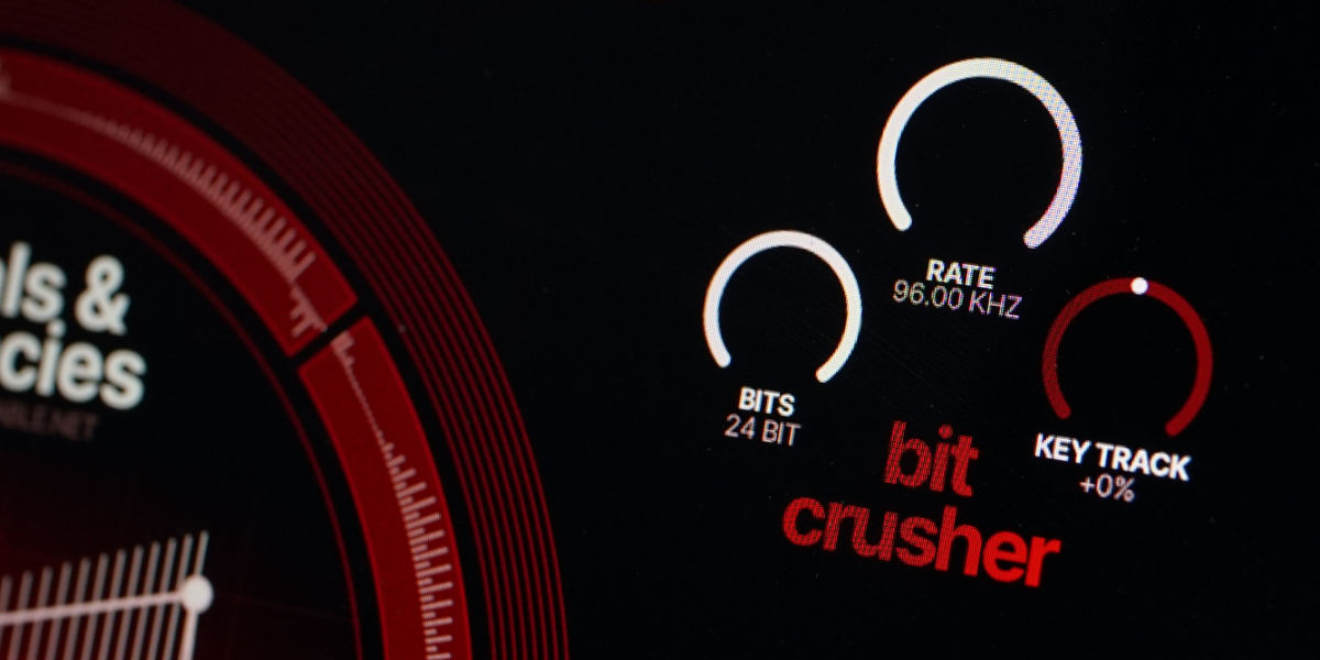 Bit crusher rate, bit depth, and key tracking controls