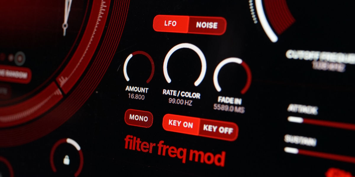 Filter frequency modulation LFO and noise controls
