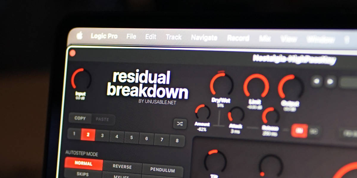Residual Breakdown input, dry wet, limiter, output, and envelope follower controls