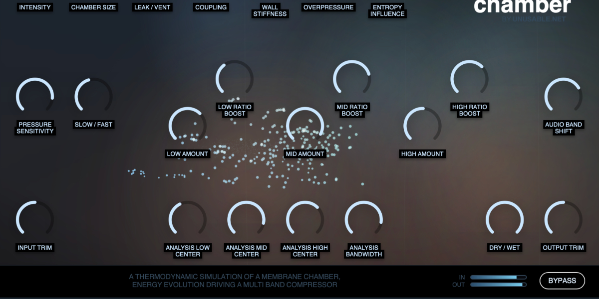 Spectral Pressure Chamber membrane visualization, particles, analysis centers, crossovers, and bandwidth controls