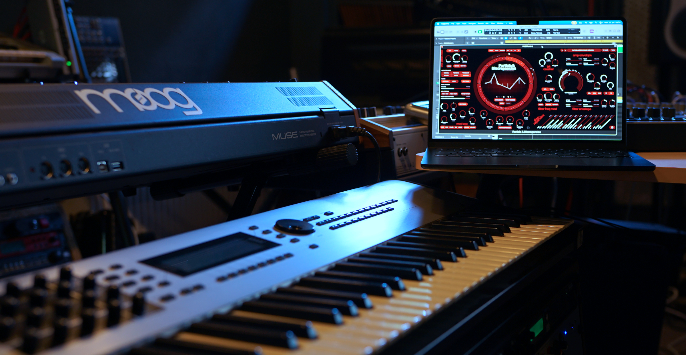 Partials and Discrepancies shown in the studio with keyboard rig